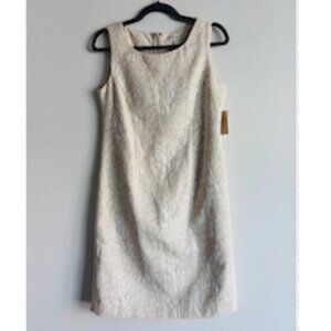 Coldwater Creek Ivory & Taupe Floral Jacquard Sheath Dress